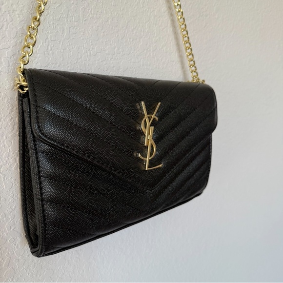 Black Quilted Gold Chain Bag - Picture 6 of 8